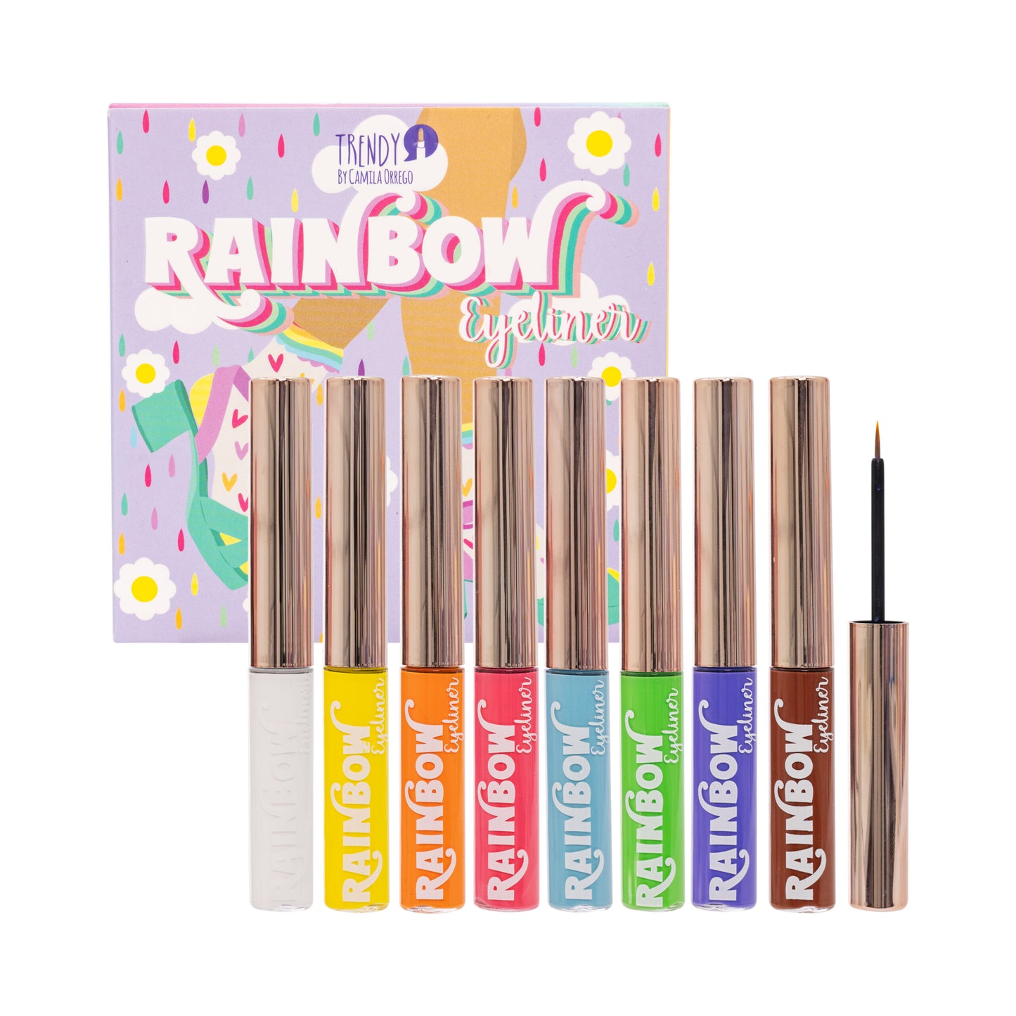 Kit X 8 Delineadores Matte Coloridos Rainbow Trendy Ref Re15